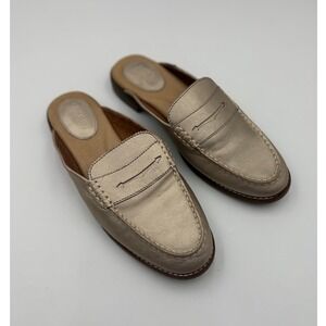 NEW Sperry Topsiders Gold Metallic Leather Slides - 9 Women's